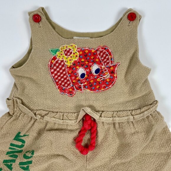 Nannekins Vintage Romper Overall Peanut Bag Embroidered Elephant 15-18 months - Picture 2 of 11